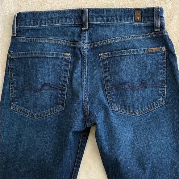 7 For All Mankind Jeans 31 x 32 Blue Denim Women’s Straight Leg Buttonfly - Picture 5 of 14